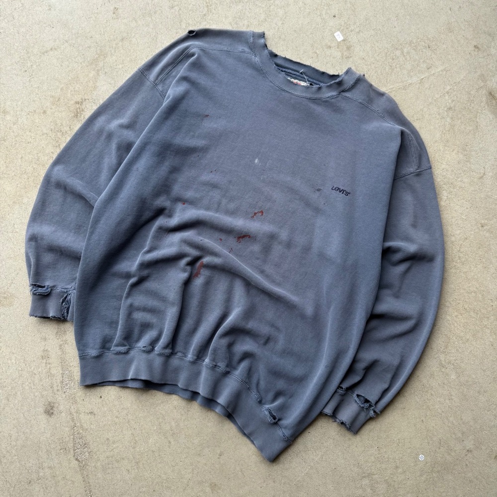 90s Mens Levis Distressed Crewneck Sweatshirt Vintage Grunge Workwear XL
